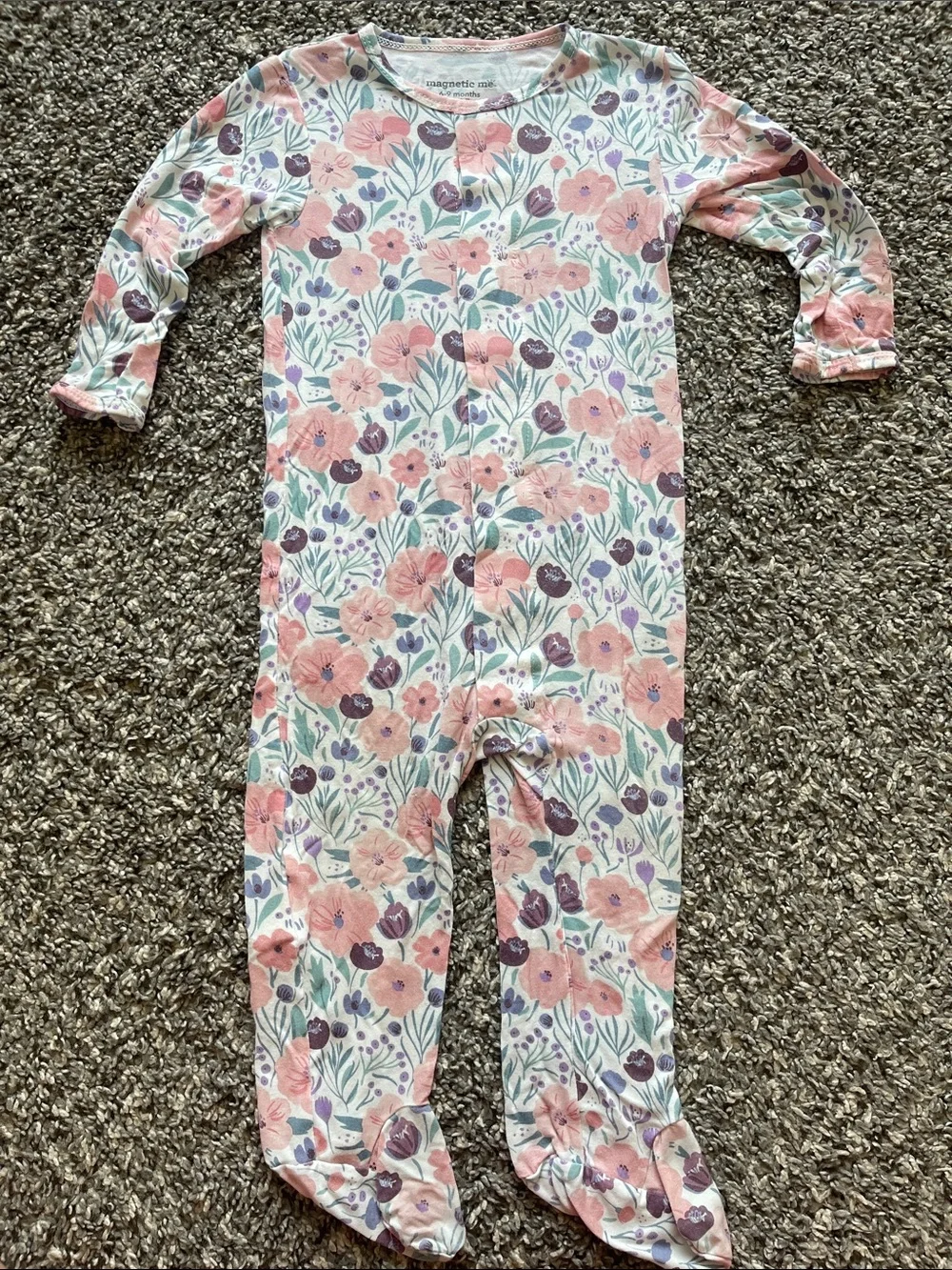 Magnetic Me Floral Print Footed Pajama - Size 6-9 months